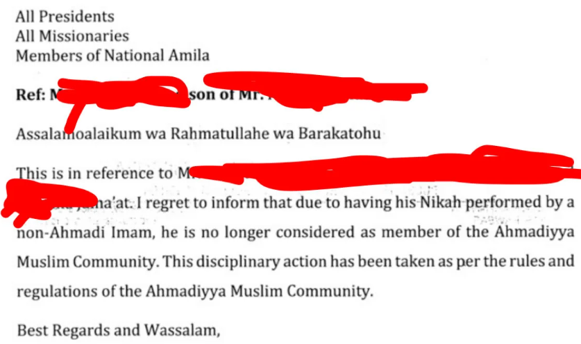 malang4ever's tweet photo. Public shaming by the Ahmadi Jamaat. A member is publicly identified and expelled because his Nikah was performed by a non-Ahmadi. https://t.co/yRvmPCzpdb
