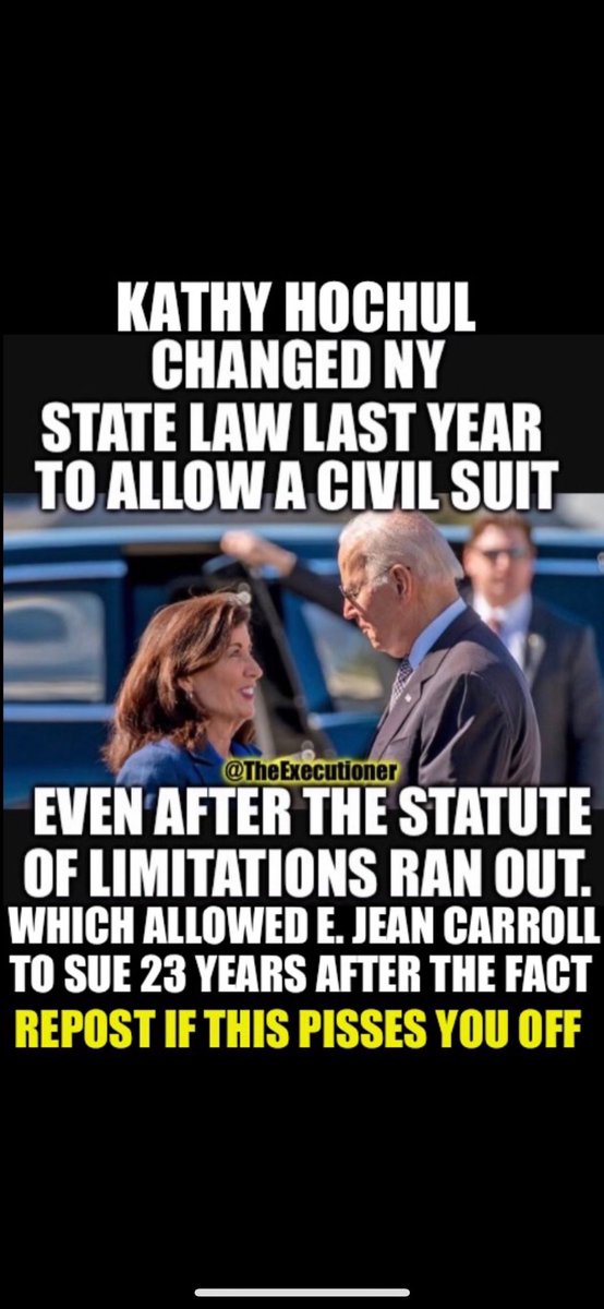 merrylynn06's tweet image. NY Gov Hochel changed the law so EJCarroll could sue DJTRUMP.. it was a scam