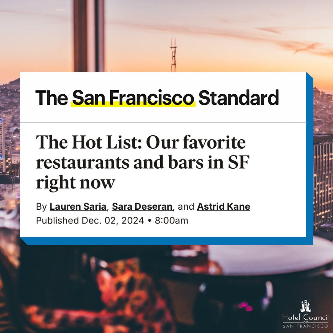 Congratulations to our member <a href="/HiltonSFUnionSq/">Hilton San Francisco Union Square</a> on Cityscape Sky Bar being featured as one of the city’s hottest destinations!

Read more here: sfstandard.com/2024/12/02/bes…

#hotelcouncilsf #SanFrancisco #CityscapeLounge #hospitalityindustry