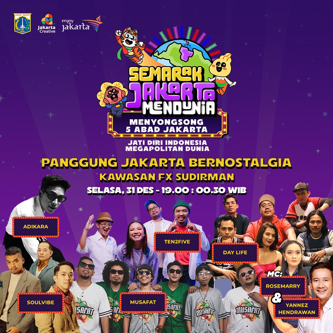 Mari merayakan malam pergantian tahun baru nanti malam, kami akan perform jam 23.45 di depan FX Sudirman. Sampai jumpa!