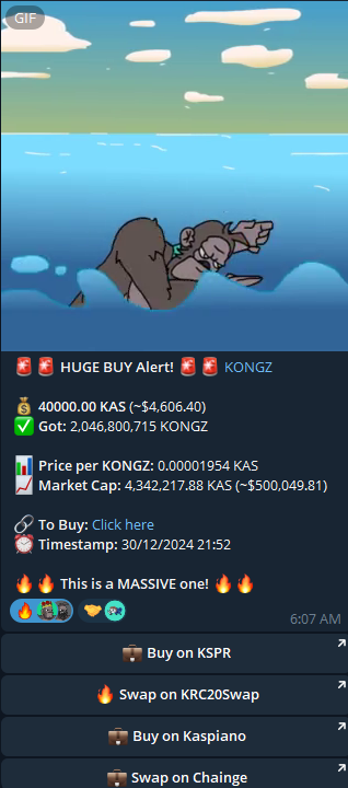 KaspaKongz's tweet photo. 🌴 Day 8 of $KONGZ in the KRC20 Jungle! 🦍

The community support is absolutely insane—and it keeps growing stronger by the day! 💪 We just witnessed the single biggest buy yet from another KANGO whale: a massive 40,000 KAS (~$4.6K)! 🚀

🐋 Whale group expansion:
More influential names are joining $KONGZ, recognizing our unique hand-drawn artwork and strong community vibes.
🎯 On the verge of FameEX Listing:
We’re so close to achieving our first CEX listing. Just a little more effort, and our FameEX liquidity wallet will be ready!

💎 Want to accelerate our journey?
If you have spare KAS and believe in the $KONGZ vision, here’s the donation address:
📤 kaspa:qpyx9kjtdjgnnjyjas6m93nxc8jxzus82v95gjdmr0m83z4vyga8wtcpa4s2t

Thank you for the love and support—let’s continue making history together! 🌟 #KONGZStrong

$KAS #KRC20