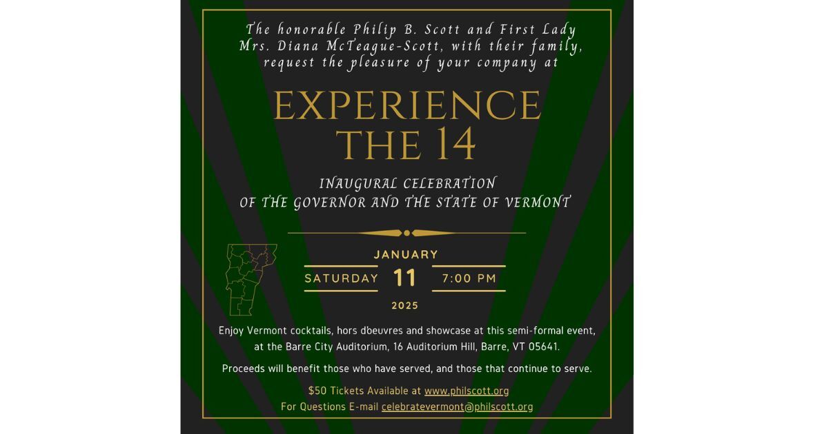 CrumbsCorner's tweet photo. Governor Scott Invite 

The First Lady and I hope to see you on Saturday, January 11 at the Barre Auditorium at 7:00 PM for our "Experience the 14" 

Tickets and more information is available by clicking here. 

https://t.co/O0n1J3l4sS https://t.co/Dul3k4jaUR