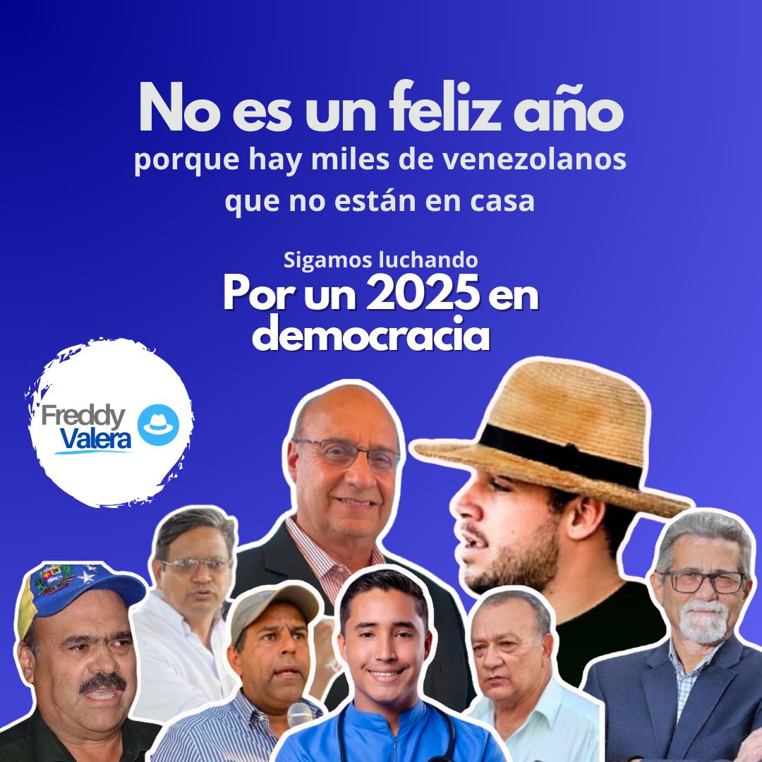 Los venezolanos saben que no es normal que más de 1600 personas estén tras las rejas por pensar distinto

Queremos que se respete la constitución , la voluntad de los venezolanos y cese la persecución 

Para tener un “feliz año” debemos volver al camino democrático