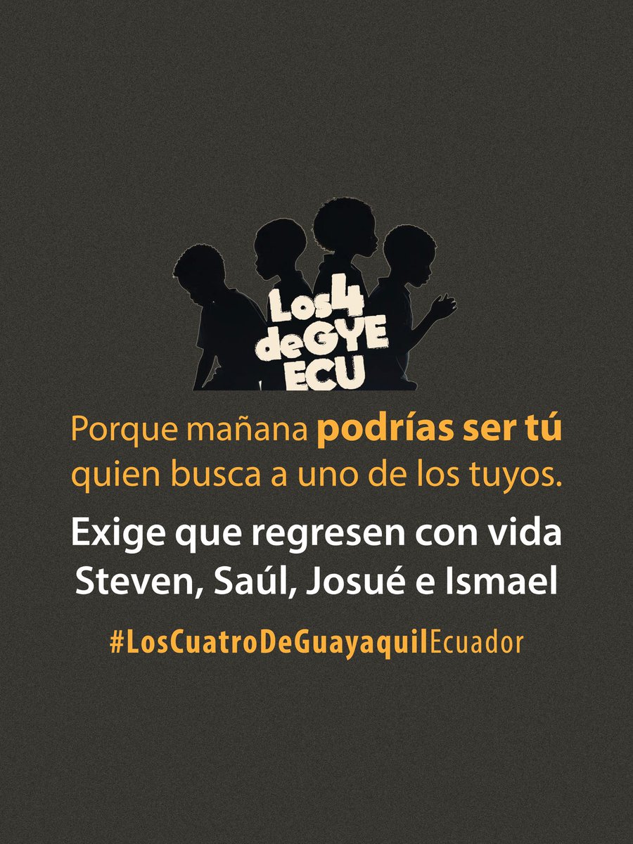 🚨Las organizaciones de la sociedad civil denunciamos la #DesapariciónForzada de #LosCuatroDeGuayaquilEcuador a manos de las @FFAAEcuador, como parte de hechos sistemáticos contra jóvenes empobrecidos y racializados. Esto es resultado de una política de militarización sin