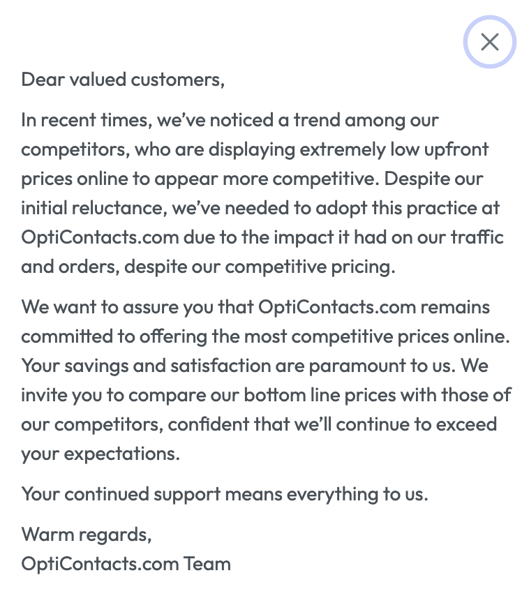 imbenhu's tweet photo. this is actually the funniest "sorry our predatory growth hacks worked" message ever lol @OPTICONTACTScom https://t.co/tBnPE3M8fn