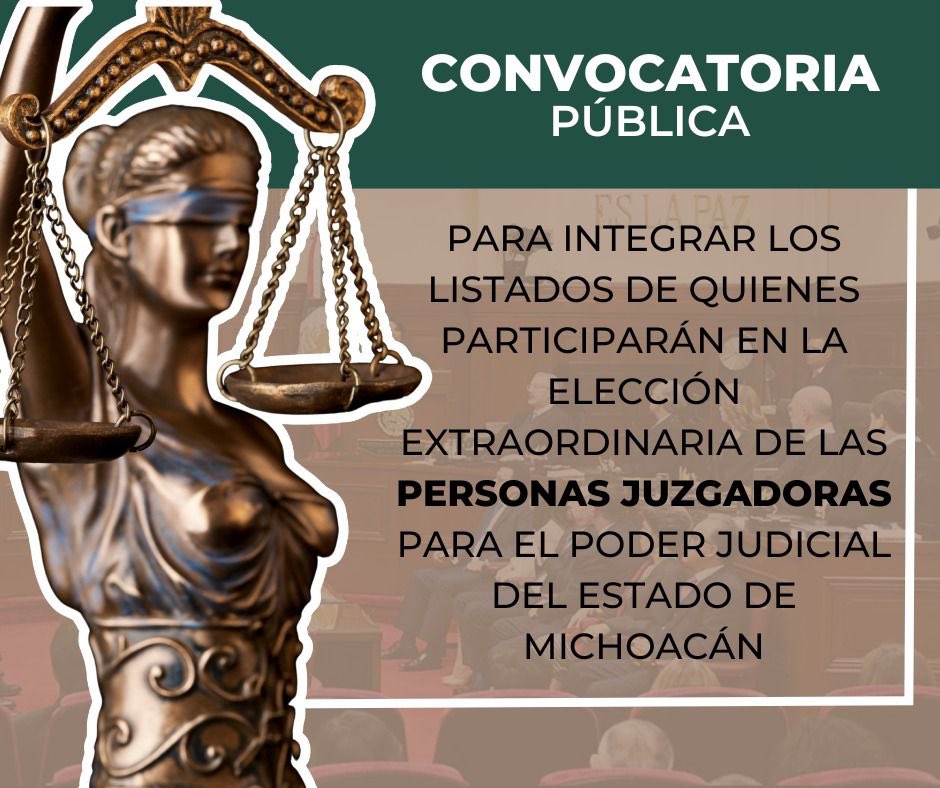 El Comité de Evaluación del Congreso del Estado de Michoacán de Ocampo comparte la siguiente Convocatoria.

Si tienes interés en participar, en la siguiente liga podrás conocer las bases:

congresomich.site/wp-content/upl…