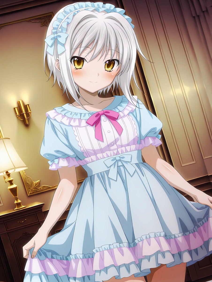 AKittenRook's tweet photo. Contemplating if a keeper or not (back to the wardrobe may go?)

The frilly ends of the New dress flow accordingly to the White Devil's movements;

She pose to the right, then pose to the left, then stand straight while holding the ends of the skirt.

❝ . . . Bright. ❞ https://t.co/7WZObrCVIJ