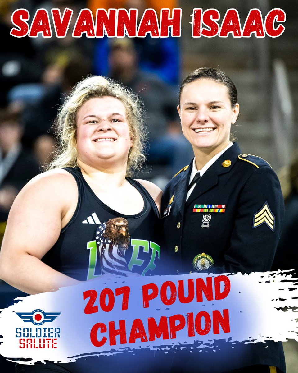 Savannah Isaac from Life University closes out the 2024 Soldier Salute as your 207 pound champion! #wrestlingtownusa