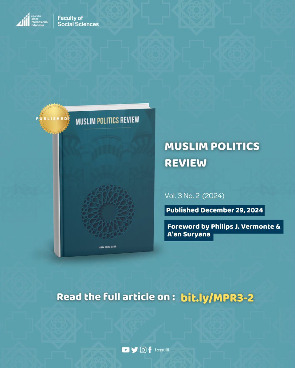 fossuiii's tweet photo. New Edition of MPR Journal Published! ✨
We are pleased to announce the publication of #MPRJournal Vol. 3 No. 2 (2024). This latest edition is now available for readers and scholars alike. https://t.co/MAlqRjuCql