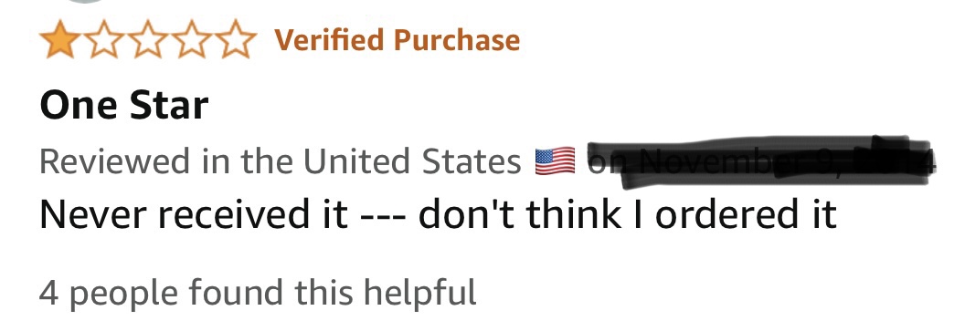 As we say goodbye to 2024, this remains the greatest One-Star Amazon Review of all time.  Read it to a friend.  It's poetic, almost a haiku.