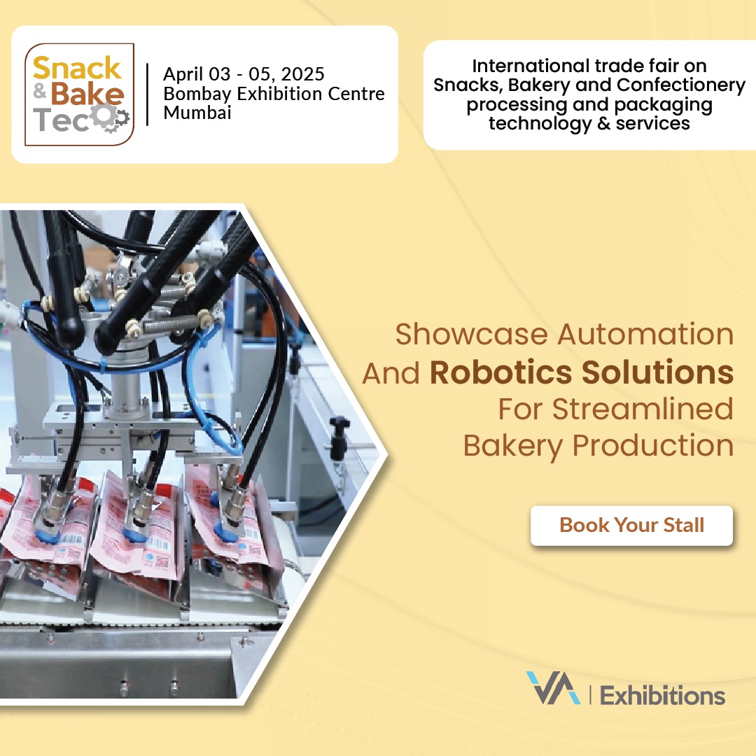 SnackandBakeTec's tweet image. Showcase your latest automation and robotics solutions tailored for streamlined and efficient bakery production.

To book your stall, register here: snackbaketec.com/ExhibitorEnqui…

For More Details:
☎️ +91 9985099009
📧 mp@vaexhibitions.com

#BakeryAutomation #RoboticsSolutions