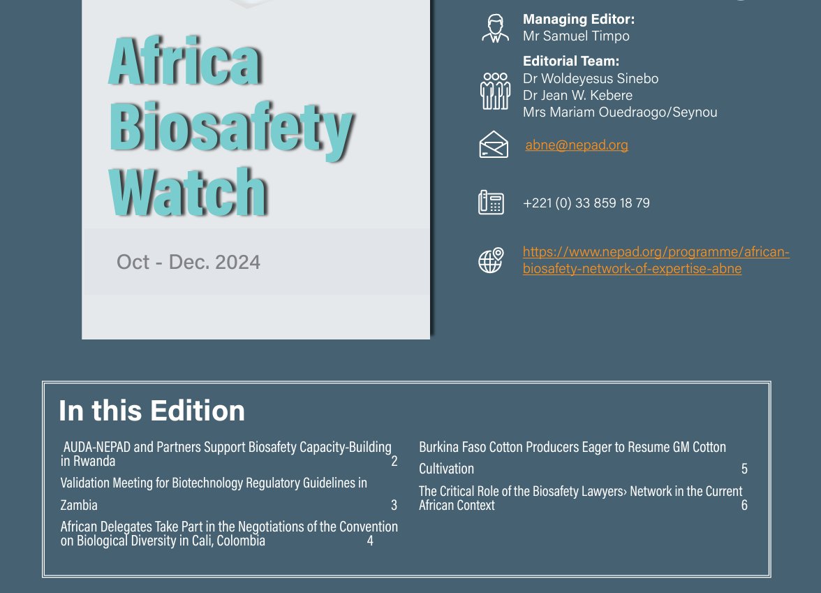 NEPAD_ABNE's tweet photo. Latest News on Key #Biosafety Activities Supported by AUDA-NEPAD.
Link to the Biosafety Update: https://t.co/EOKtni8MjQ https://t.co/749ktGbx3y