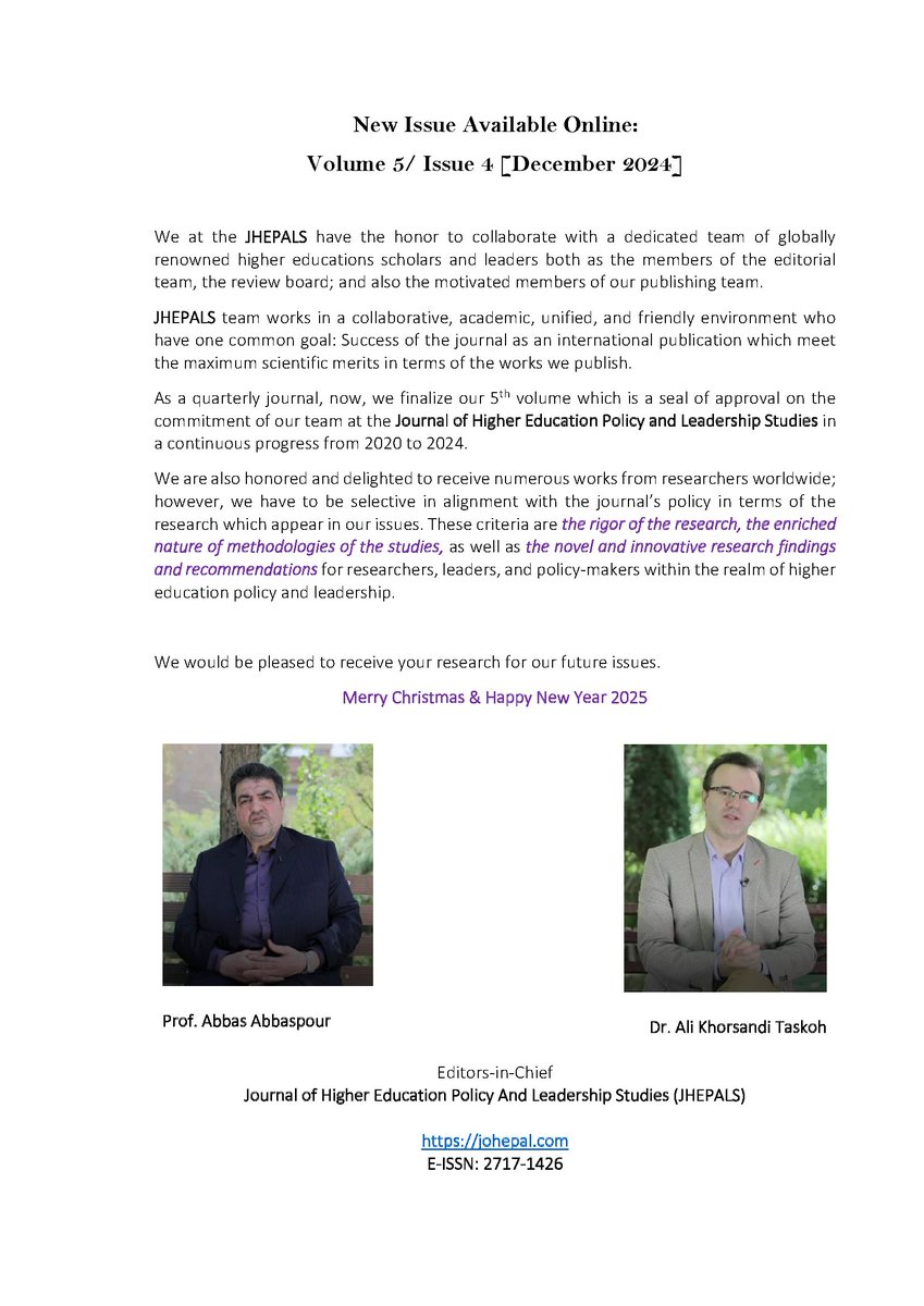 J. of Higher Education Policy & Leadership Studies (@journalhepls) on Twitter photo 