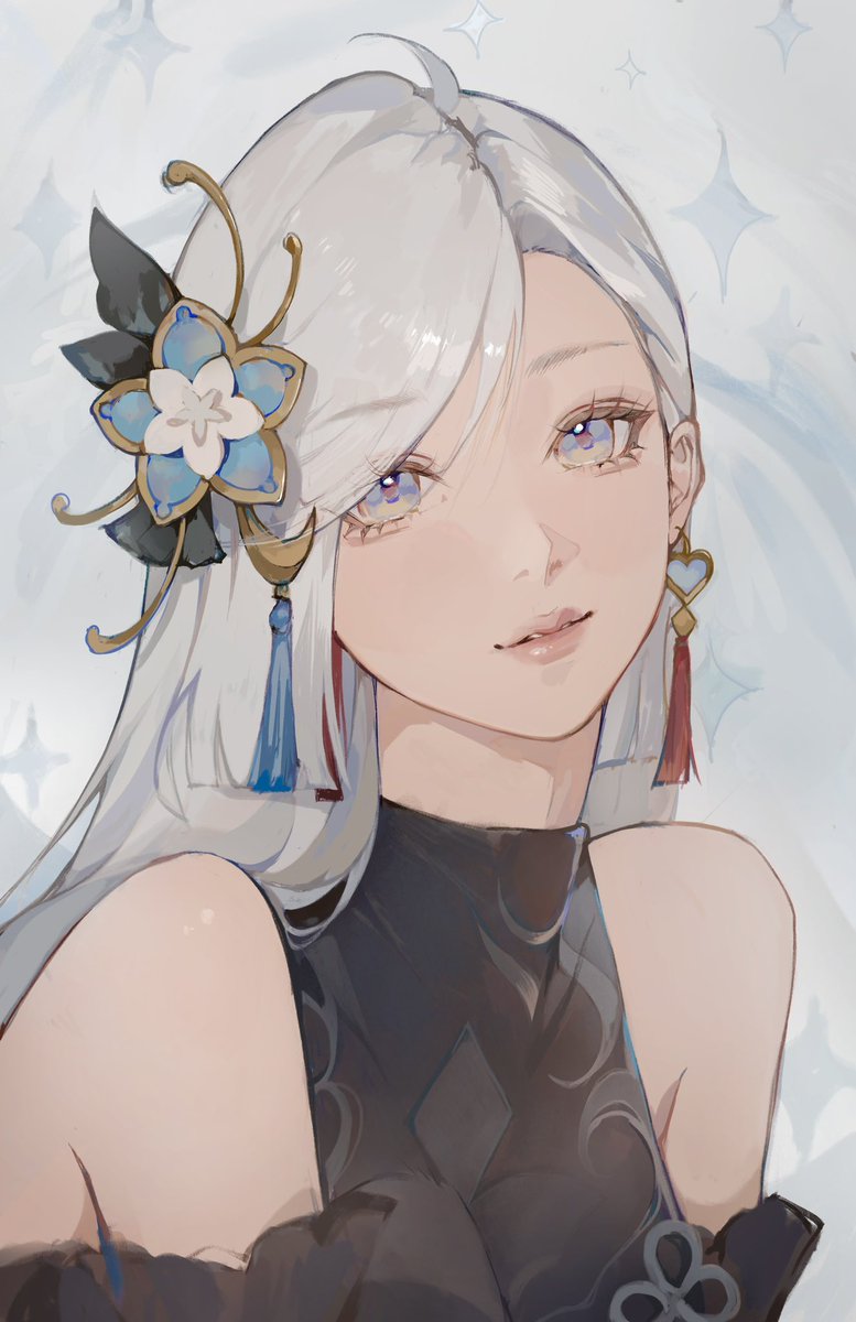 swoomiko's tweet image. probs this shenhe portrait