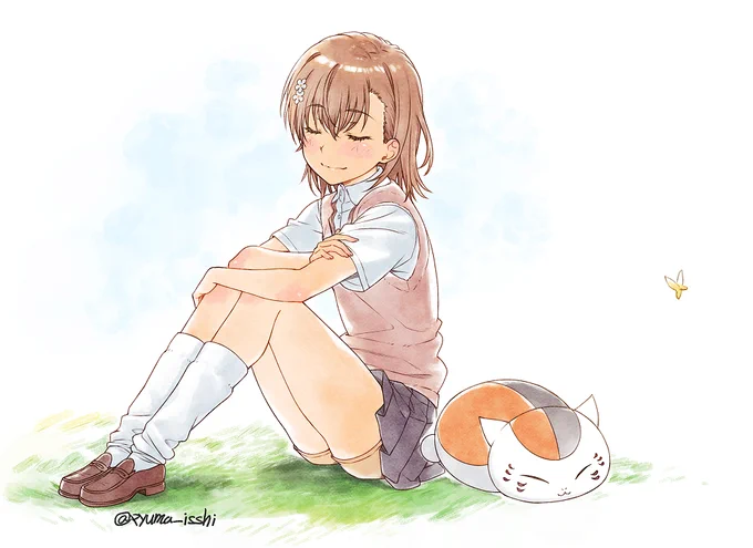 可愛く描けたけど載せる場所なかったみこっちゃんとニャンコ先生載せときます。 