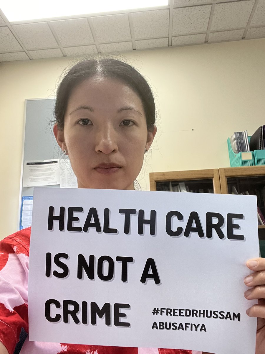 Safiyyah Abbas (@safmuffin) on Twitter photo As a Paediatric Rehabilitation Physician from Sydney, I call on <a href="/AlboMP/">Anthony Albanese</a> <a href="/SenatorWong/">Senator Penny Wong</a> to demand the immediate release of Paediatrician Dr Hussam Abu Safiya and all other health care workers illegally detained by Israel.
#FreeDrHussamAbuSafiya
#HealthcareIsNotACrime As a Paediatric Rehabilitation Physician from Sydney, I call on <a href="/AlboMP/">Anthony Albanese</a> <a href="/SenatorWong/">Senator Penny Wong</a> to demand the immediate release of Paediatrician Dr Hussam Abu Safiya and all other health care workers illegally detained by Israel.
#FreeDrHussamAbuSafiya
#HealthcareIsNotACrime