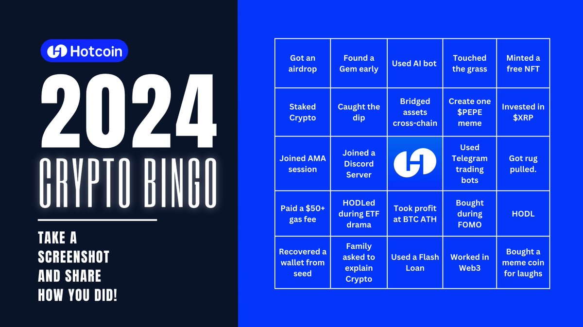 End of 2024 Crypto Bingo Recap: Did you hit a line or a full house? 👀 With  Bitcoin soaring past $100K, spot ETF approvals, and a meme coin supercycle,  it was a