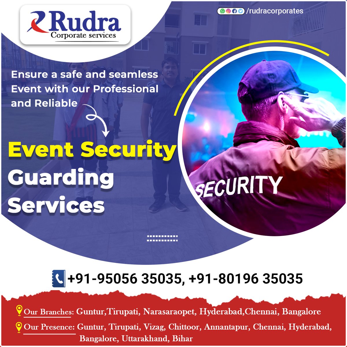 rudra_corporate's tweet image. 𝙀𝙣𝙨𝙪𝙧𝙚 𝙖 𝙨𝙖𝙛𝙚 𝙖𝙣𝙙 𝙨𝙚𝙖𝙢𝙡𝙚𝙨𝙨 𝙀𝙫𝙚𝙣𝙩 𝙬𝙞𝙩𝙝 𝙤𝙪𝙧 
📞:+91-95056 35035, +91-80196 35035
#eventsecurityservices #eventsecurity #securityguards #rudraservices #CrowdControl #SecureYourEvent #BouncerServices #EventStaffing #securitysolutions #EventManagement