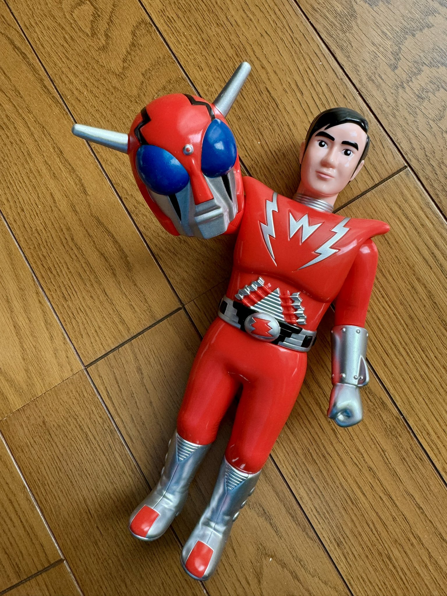 ヒーロー中国超人 インフラマン 15cm ソフビ オレンジ色 香港製