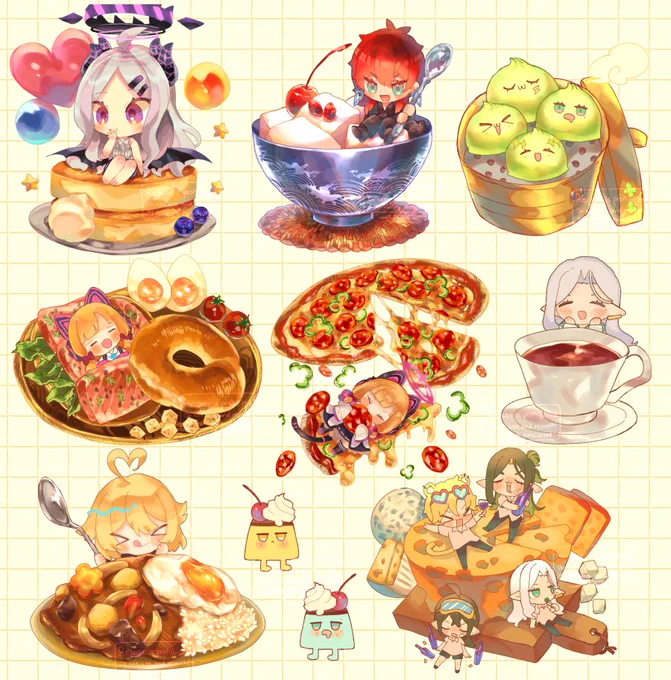 #foodillustration #食べ物イラスト 食べ物をいっぱい描いた!今年は洋食だけじゃなく、中華料理を描いたら思った以上に楽しかったのでさまざまな国の料理を描くことに挑戦してみたいです。 来年は質感の違いをもっと描き分けできるようにします。食べ物描くのは本当に楽しい大好き〜〜〜