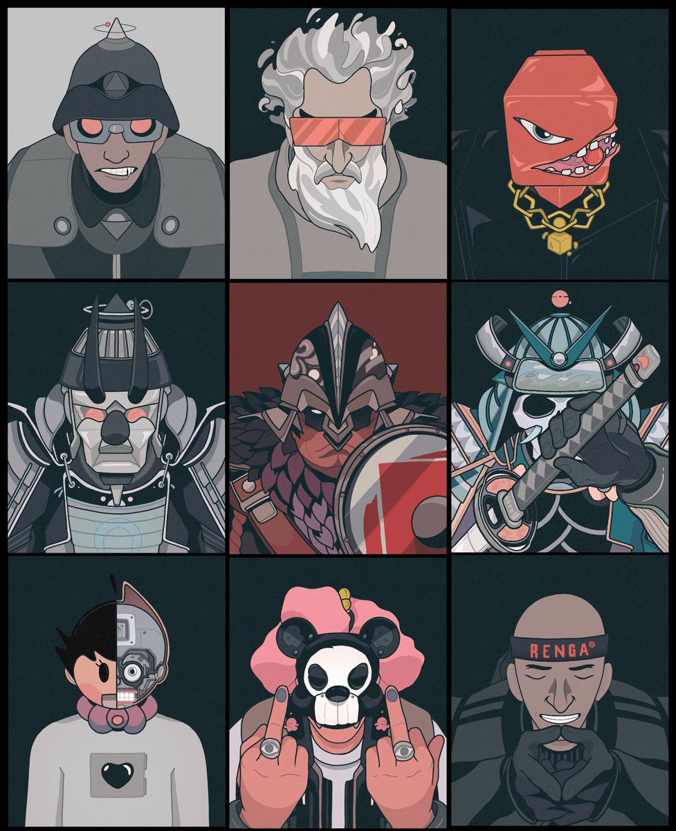 blockheadLarry's tweet photo. Sacrifices were made, but this squad remains. Forged through fire. Renga and Cosmos, together.
 
@RENGA_inc 
@DirtyRobotWorks https://t.co/WD08beSsps