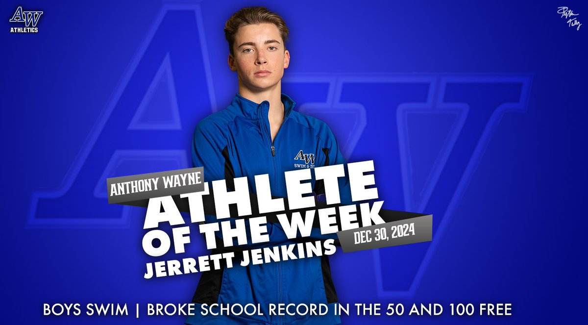 ATHLETE OF THE WEEK: Jarrett Jenkins 
Congrats on breaking a school record in the 50 and 100 free at the Northwest Classic Finals!! <a href="/AWGenSwimDive/">AW Swimming and Diving</a> #ROLLGENS
