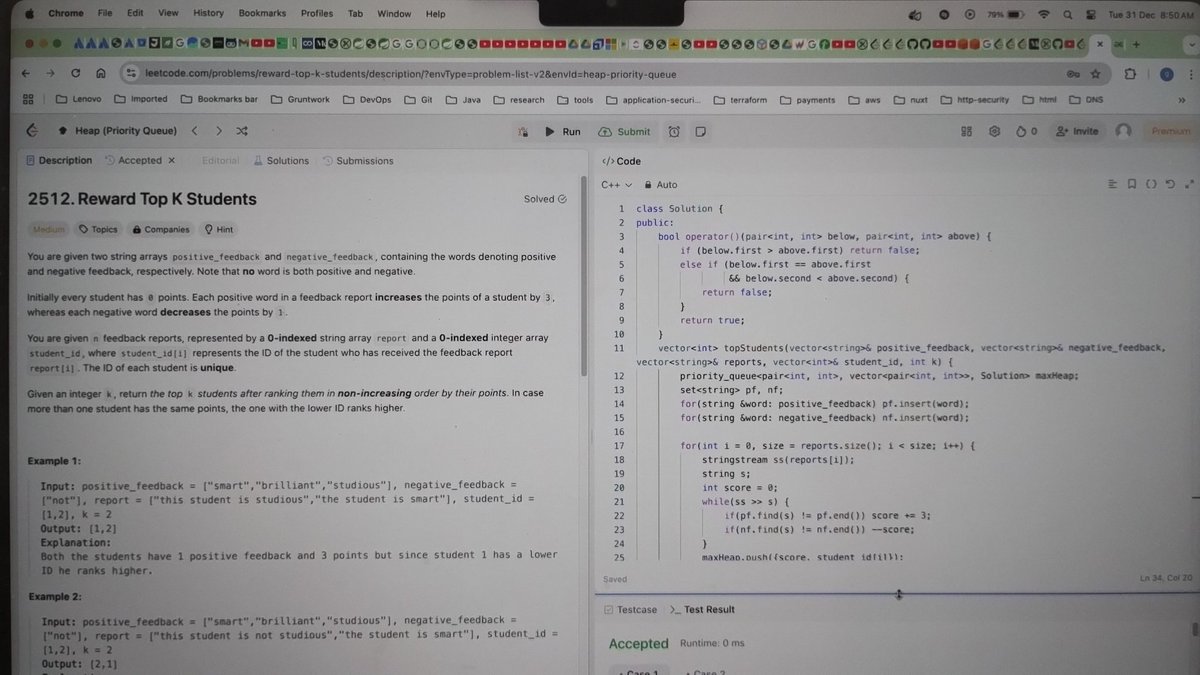 thehungertocode's tweet photo. Hello Everyone 👋

I have completed #Day365 of the #365DaysOfCode challenge

Problem Statement: Reward Top K Students

#365DaysofCode https://t.co/xpl4kGOuQR