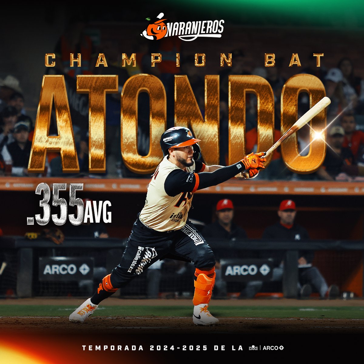 ClubNaranjeros's tweet photo. 🔥⚾ JASSON ATONDO ES EL CAMPEÓN DE BATEO DE LA  @Liga_Arco Temporada 2024-25. ⭐⚾

🍊 ¡Felicidades, Jasson, por este gran logro que nos llena de orgullo!, El esfuerzo y la dedicación tienen recompensa 🫡 

#ElShowContinúa | @AtondoJasson https://t.co/oRLO9sdykQ