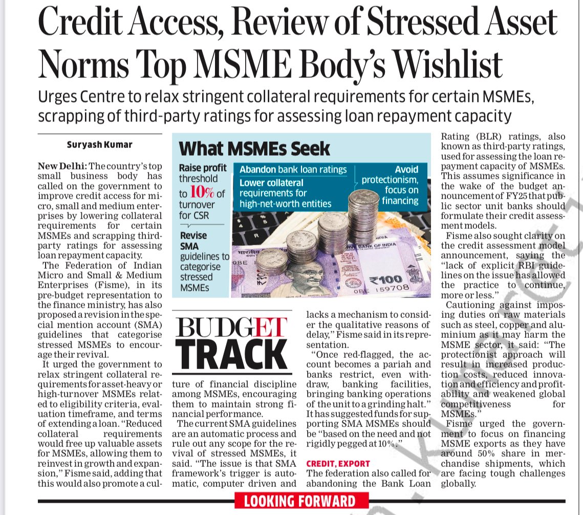 FISME's tweet photo. .@FISME articulates Budget expectations of #MSMEs . Report by  @EconomicTimes . @FinMinIndia @minmsme @nsitharaman @DFS_India @RBI @iShankarLalwani @ExMPMeerut @PMOIndia @NITIAayog @ishtiyaqueirs @sandeepkishore https://t.co/KNMbe8Ix6b