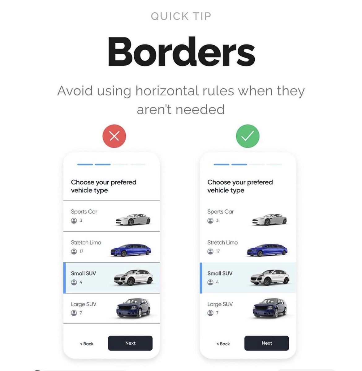 UiSavior's tweet image. Design clarity: Less is more with borders.