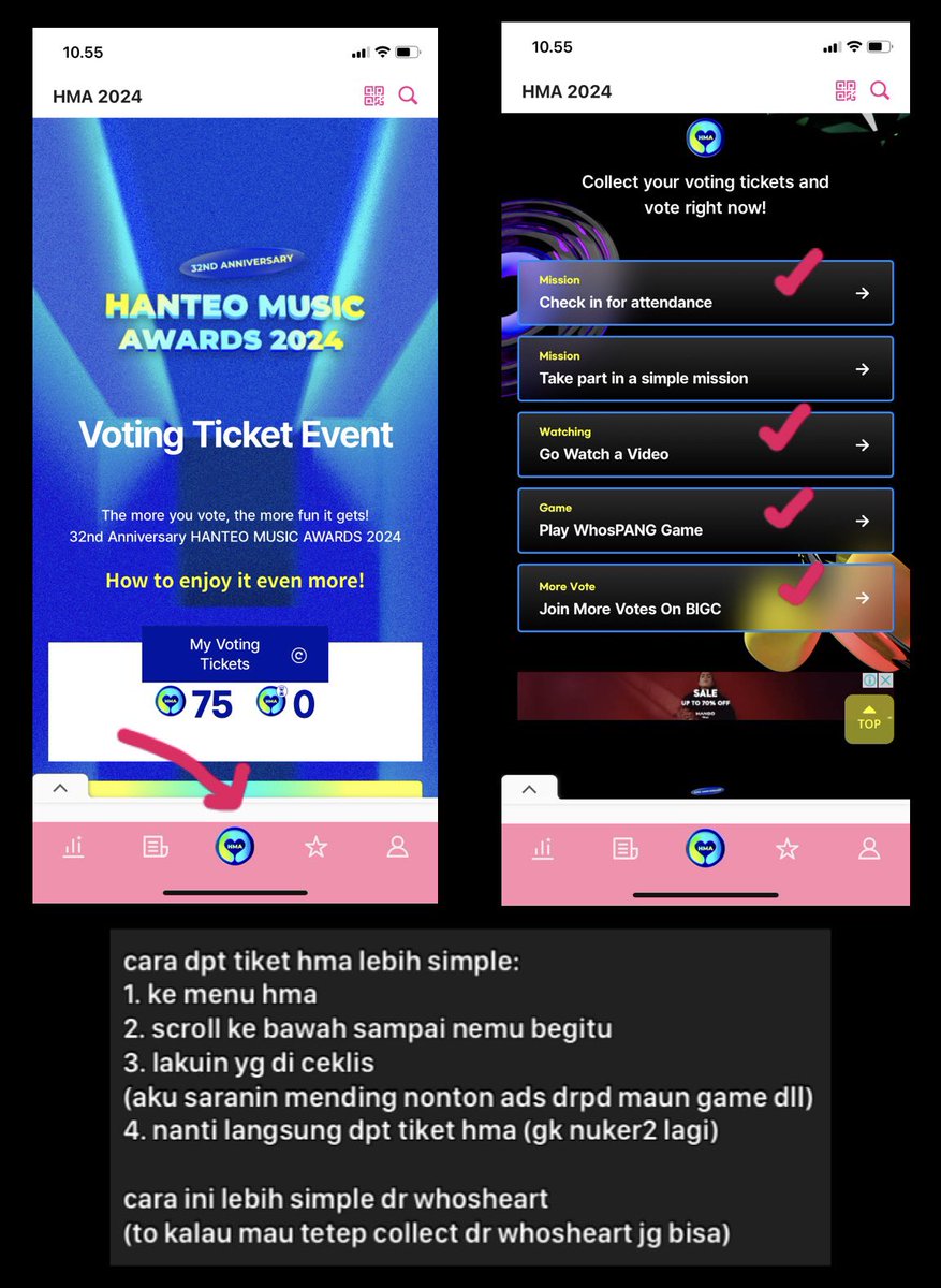 beomiln_'s tweet photo. cara vote di whosfan:
1. Bikin akun 
2. collect tiket sebanyak banyak nya
ada 2 cara collect nya: pakai whosheart sama hma langsung) aku saranin langsung ke hma 
3. vote (ada txt dan yeonjun)

aku rasa thread td tibet dibaca https://t.co/mDnv6vblhQ