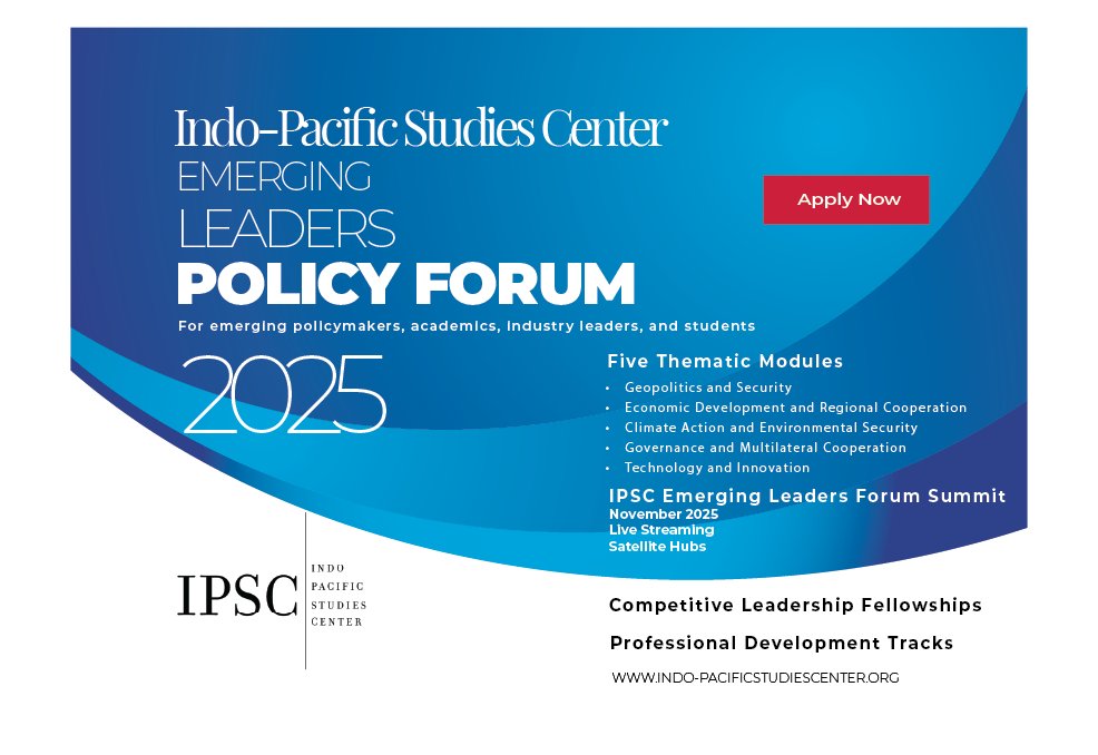 Applications are now open for the 2025 Indo-Pacific Emerging Leaders Policy Forum.
Information on how to apply is here: indo-pacificstudiescenter.org/ipsc-indo-paci…
#Emergingleaders #IndoPacific
