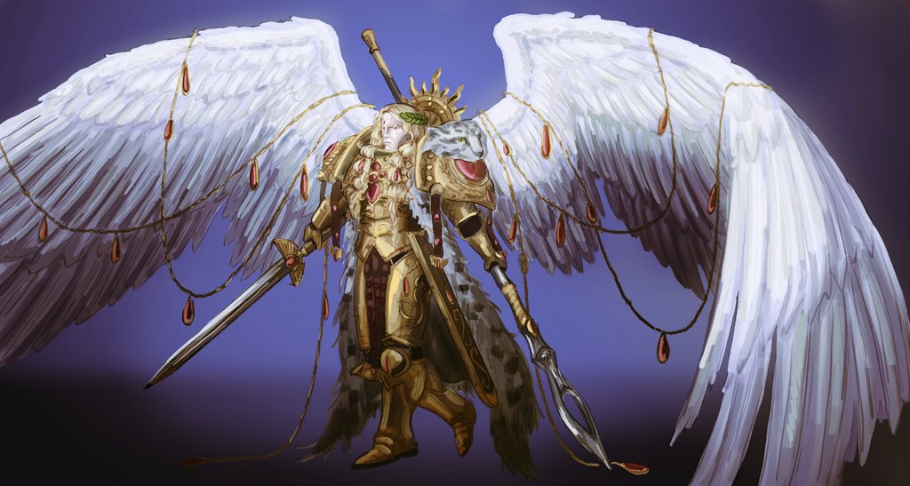 moyra616's tweet photo. I have drawn Sanguinius three times and I want to do another work with him but much more complex and larger https://t.co/tJYZGuX7AE