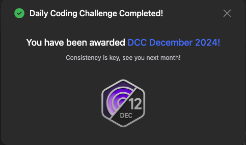 ayush__gupta4's tweet photo. 🌟 Completed the December @LeetCode Challenge! 🎉
Hare Krishna Hare Krishna
Krishna Krishna Hare Hare
Hare Rama Hare Rama
Rama Rama Hare Hare 🙏
Onward to the next challenge! 🚀 #LeetCode #CodingJourney #Grateful #HareKrishna #TechLife #ChallengeComplete #ProgrammingGoals https://t.co/m8330dg1Wc
