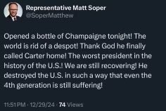 ThePepe7474's tweet photo. @SoperMatthew What a terrible human you are. God is embarrassed by you. To my fellow Americans who resist these extremist politicians and billionaires trying to control us, please do not Luigi this clown. https://t.co/rAiK33gk2N