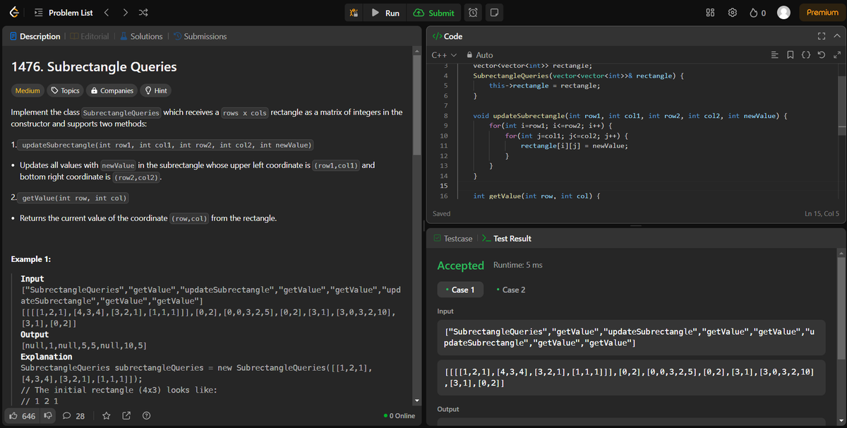 arav_mahind's tweet image. #Day20 of #30daysProductivityChallenge  

-- 📍Solved tree and array related questions     
-- 💻Leetcode 
      - 1038. Binary Search Tree to Greater Sum Tree 
      - 1476. Subrectangle Queries 

#buildinpublic #DSA #LeetCode #ProblemSolving