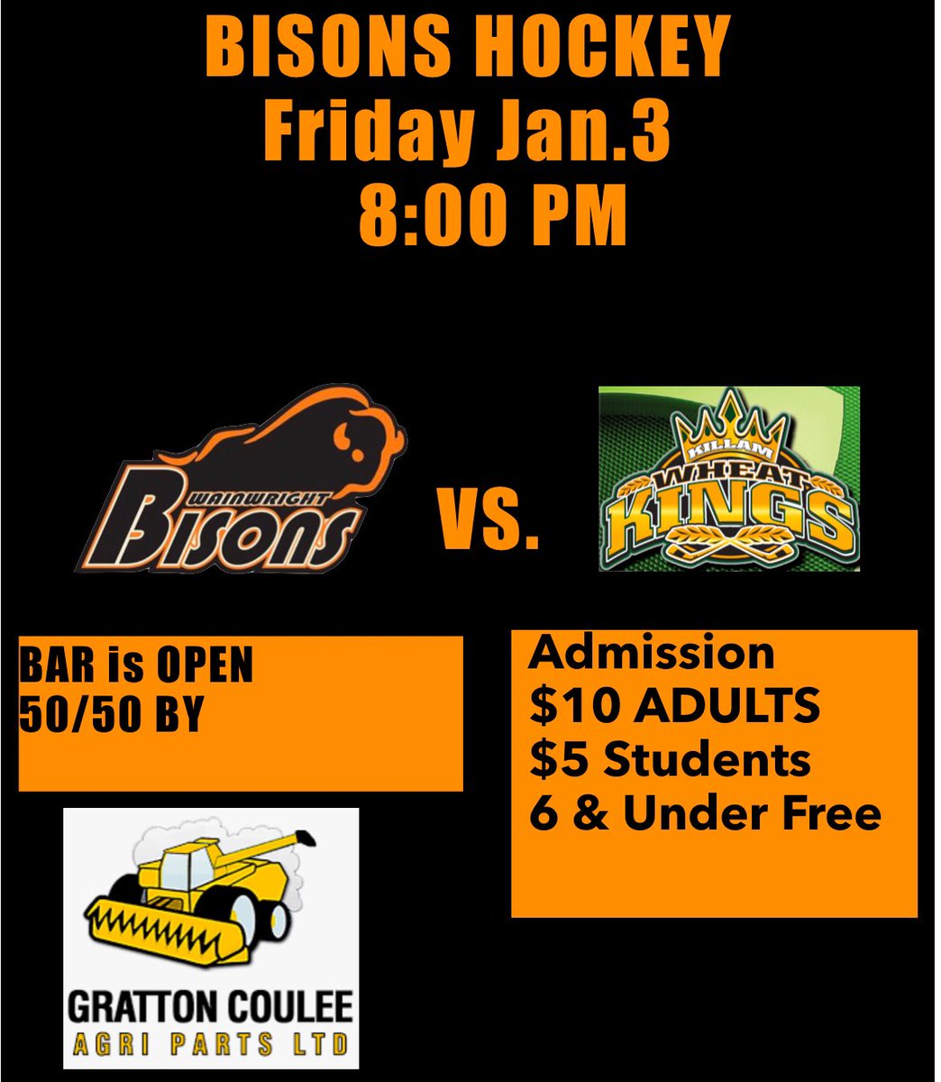 Wainwright Bisons (@wwbisons) on Twitter photo Welcome to 2025 ! Big Match vs. Our bitter rivals the <a href="/KillamWheatKing/">Killam Wheat Kings</a> coming up this Friday Jan.3 ! Come Cheer on your <a href="/WWBisons/">Wainwright Bisons</a> into 2025! Puck Drop 8 PM! Welcome to 2025 ! Big Match vs. Our bitter rivals the <a href="/KillamWheatKing/">Killam Wheat Kings</a> coming up this Friday Jan.3 ! Come Cheer on your <a href="/WWBisons/">Wainwright Bisons</a> into 2025! Puck Drop 8 PM!