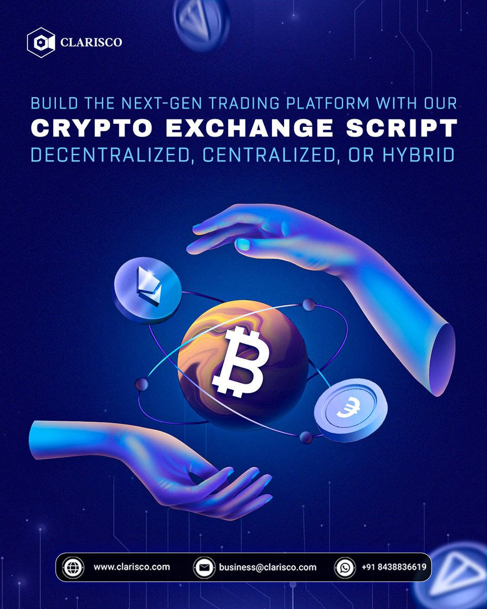 ClariscoSol's tweet image. Planning to launch a feature-rich Cryptocurrency Exchange in 2025? Try our advanced 'Cryptocurrency Exchange Script.'
bit.ly/40i7Smu
#clarisco #Cryptocurrencyexchange #Cryptocurrencyexchangescript #Centralized #Decentralized #multilayersecurity #cryptoexchangeclone