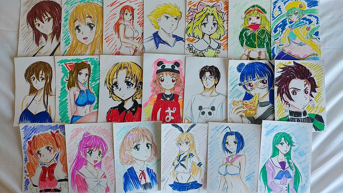 #今年描いた絵を晒そう 
5月生まれのキャラ15枚・・・
6月生まれのキャラ2枚・・・・・・
7月生まれのキャラ20枚・・・
8月生まれのキャラ31枚。 