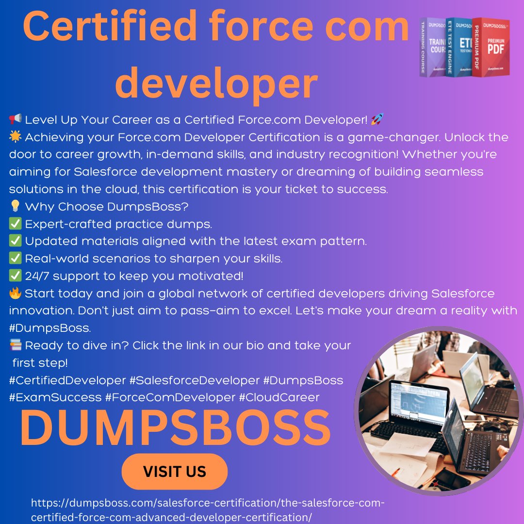 abroves35048's tweet image. #DUMPSBOSS
#SalesforceSkills
#DeveloperCertification
#CloudDeveloper
#CertifiedProfessional