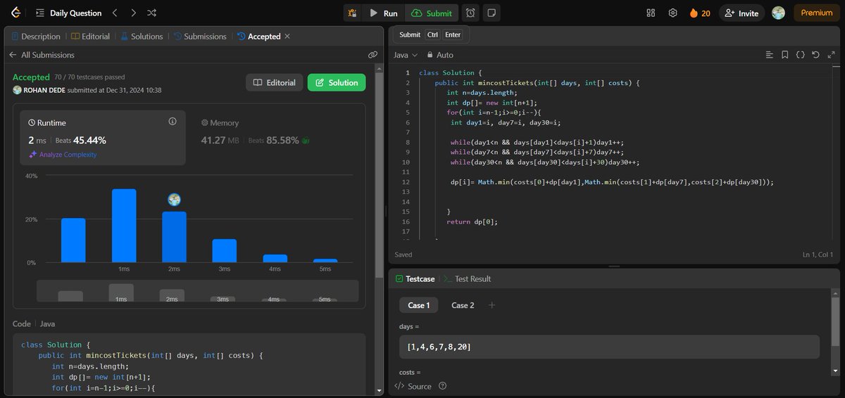 Rohandede18's tweet image. &quot;Day 23 of my #30DayCodingChallenge ✅ Solved a dynamic programming problem on LeetCode and completed the backend work on my project. On to the next challenge! 💻🚀 #30DaysOfCode #LeetCode #DynamicProgramming #BackendDevelopment @100xDevs @Hiteshdotcom @striver_79 &quot;