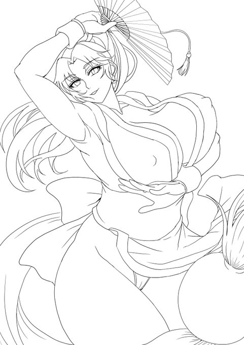 元日誕生日のトレンドくのいちを描いてる 