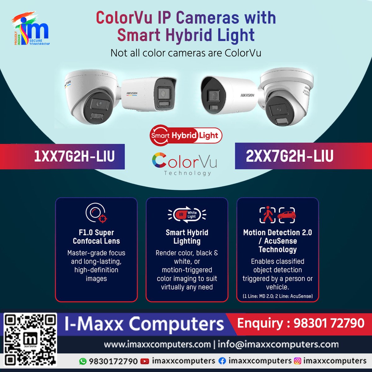 imaxxcomputers's tweet photo. Your security just got smarter! Color Vu IP cameras with hybrid light ensure vibrant clarity 24/7.
Contact: 098301 72790
Visit: https://t.co/iXnJ6OtkYb
.
.
#CCTVCamera #ColorVu #IPCameraCCTV #ipcamerasystem #cctvcamerassystems #hybridlight #imaxxcomputers #SecuritySystem https://t.co/qk3c9wiR9k