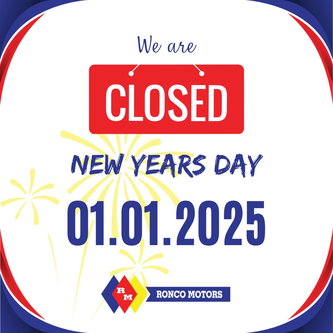 With the New Year closing in, we're closing too - just for a day.
All our branches will be closed for the New Years Day public holiday.
We wish all our customers a safe and happy new year, and look forward to working with you in 2025!
We'll be back on deck Thursday January 2nd