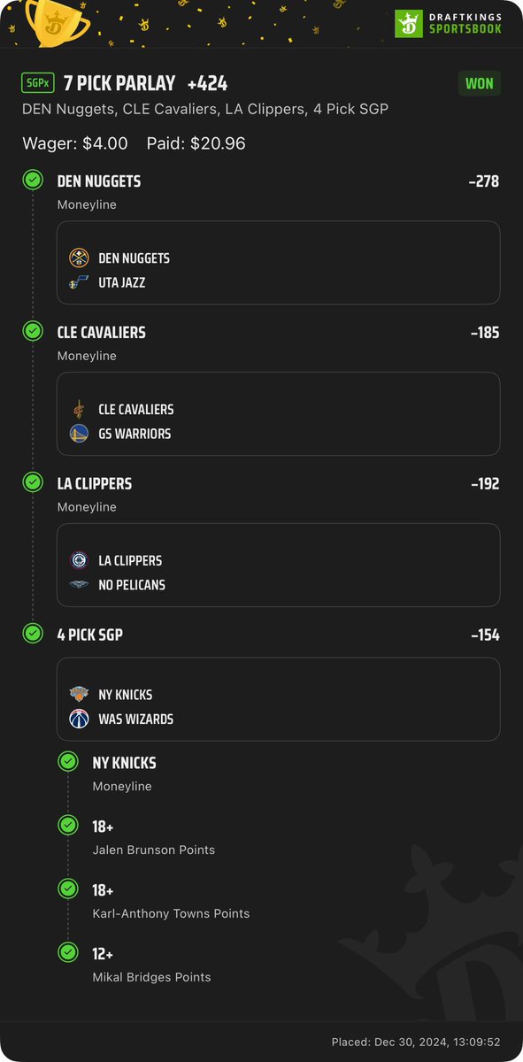 aw1tt's tweet photo. And my $4 free bet parlay hit. Truly amazing night. https://t.co/zHRX0vf1gO