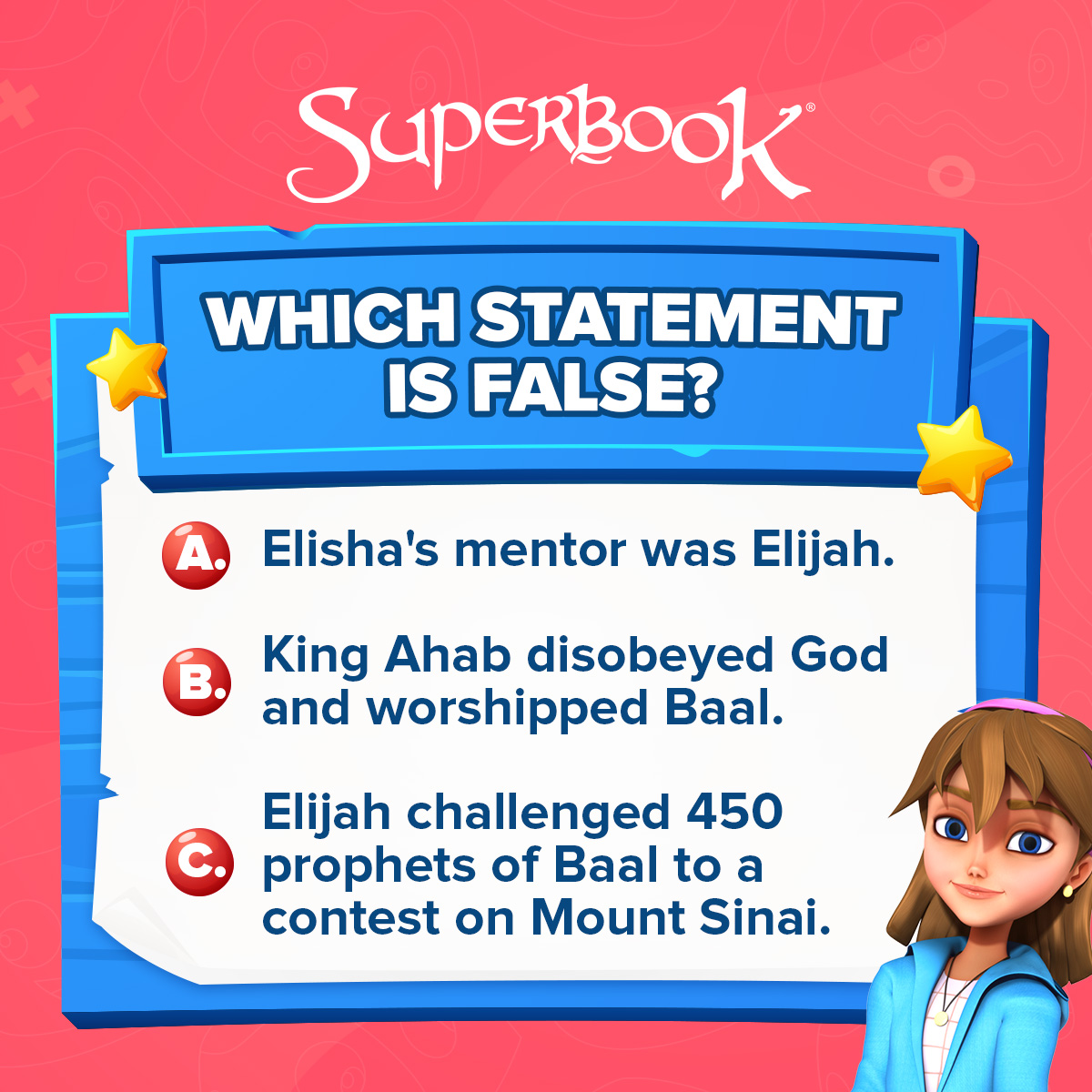 SuperbookTV's tweet image. Play #WhichStatementIsFalse with your kids, and have a fun family Bible quiz! 😊 

Find more games on our Superbook Bible App! go.cbn.com/uHuz #BibleGames #BibleTrivia #TwitterGames