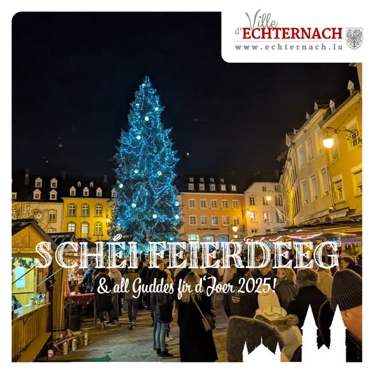 📷📷 Les conseils échevinal et communal ainsi que tout le personnel de l'administration communale vous souhaitent de bonnes fêtes de fin d'année ! #Echternach