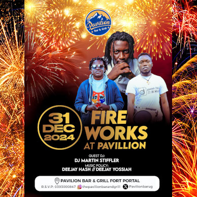 PavilionBarUg's tweet image. For the best fireworks &amp;amp; New Year's Eve party look nowhere else - Pavilion Bar &amp;amp; Grill, the place to be!

Guest DJ Martin Stiffler will join our house DJs Hash &amp;amp; Yossiah for a night that will start 2025 with a bang!

See you here
#fireworkshow #newyear #fortportaltourismcity