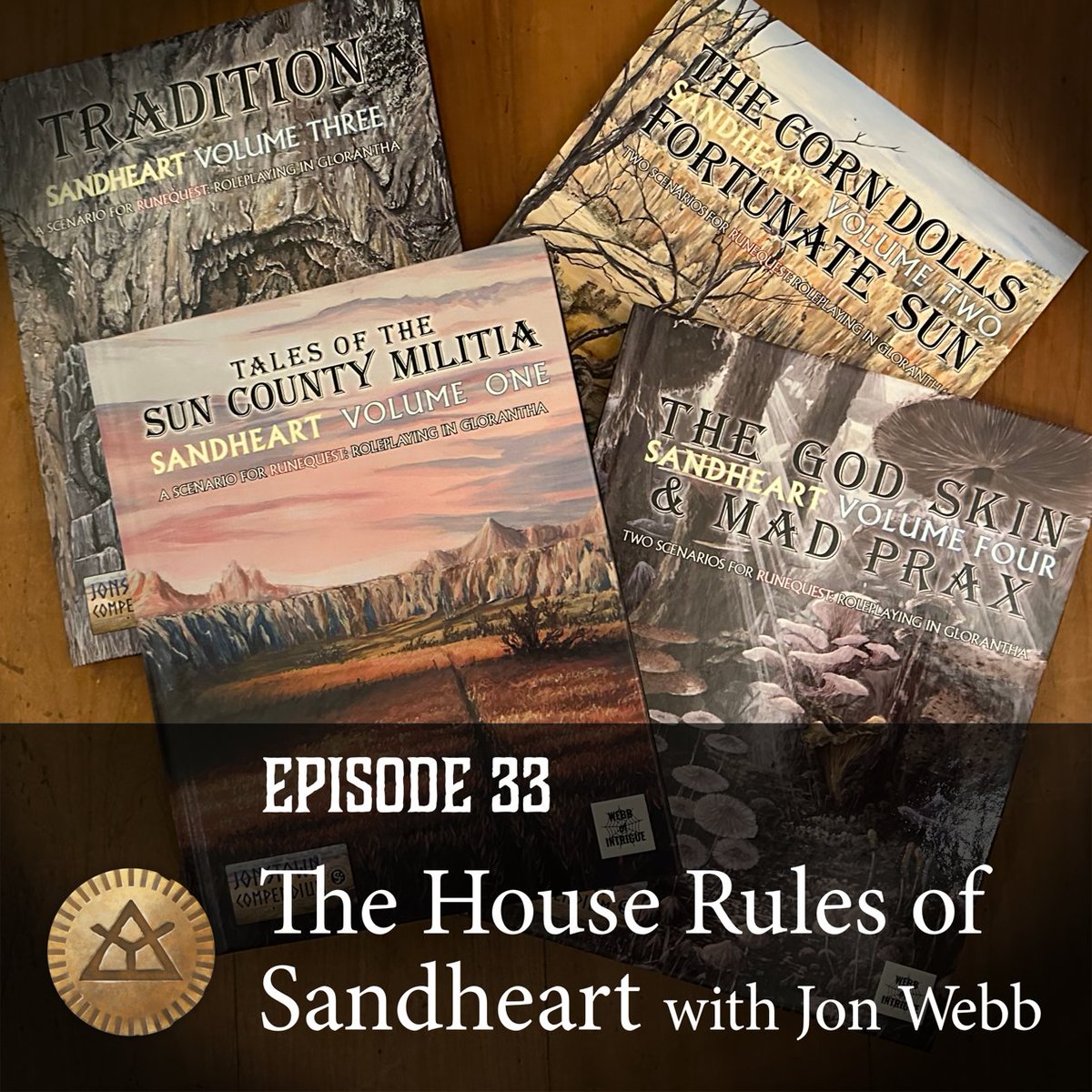 thegodlearners's tweet photo. We are back again after an unscheduled break, chatting about #RuneQuest house rules with Jon Webb! Of course, we also talk about Jon's excellent Sandheart scenario books, and more #Glorantha #TTRPG fun! https://t.co/r1lCdEwvC5 https://t.co/BnvAb8sJ0u