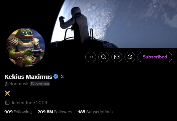 MarioNawfal's tweet image. 🚨ELON'S FINAL FORM: MEME LORD 'KEKIUS MAXIMUS'

Peak internet achieved.

Source: @elonmusk